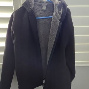 White Sierra Black and Gray Zip Up Sweater Cozy Fleece